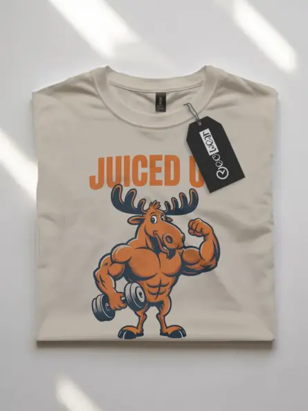 Funny Animal Workout Shirt – Juiced Up Moose Graphic Gym Tee - Image 7