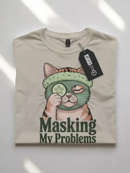 Funny Cat Spa Shirt for Introverts – Masking My Problems Tee - Image 7