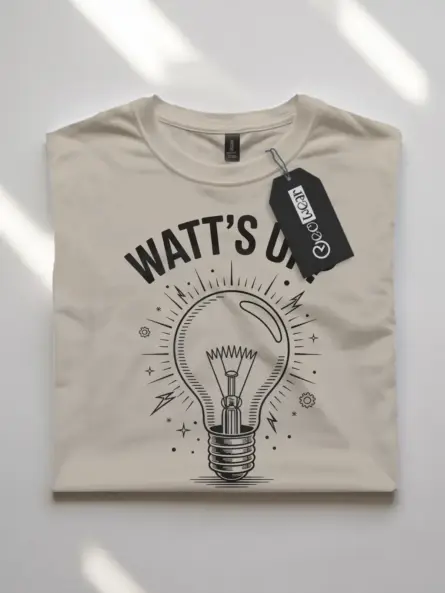 Funny Electrician Shirt - "WATT’S UP?" Light Bulb Pun Design - Image 7