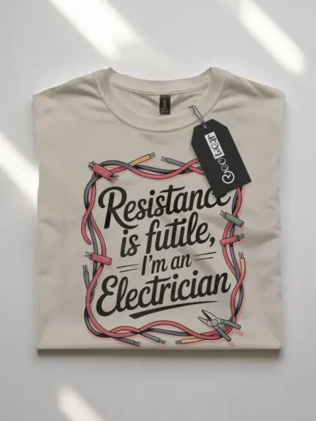 Funny Electrician T-Shirt Vintage – Resistance is Futile Design - Image 7