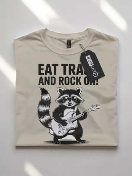 Funny Raccoon T-Shirt – Eat Trash and Rock On Punk Style - Image 7