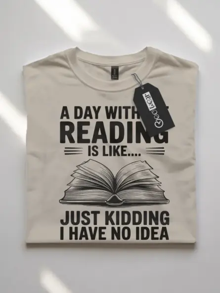 Funny Reading T-Shirt for Book Lovers – A Day Without Reading Quote Tee - Image 7