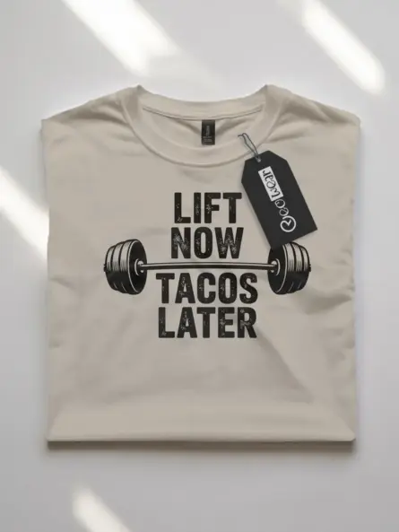 Lift Now Tacos Later Funny Taco Gym T-Shirt - Image 7