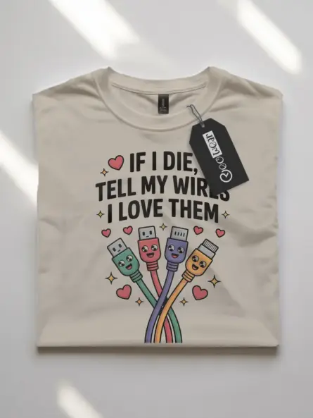 Funny Tech Lover T-Shirt with Cute Wires - Image 10