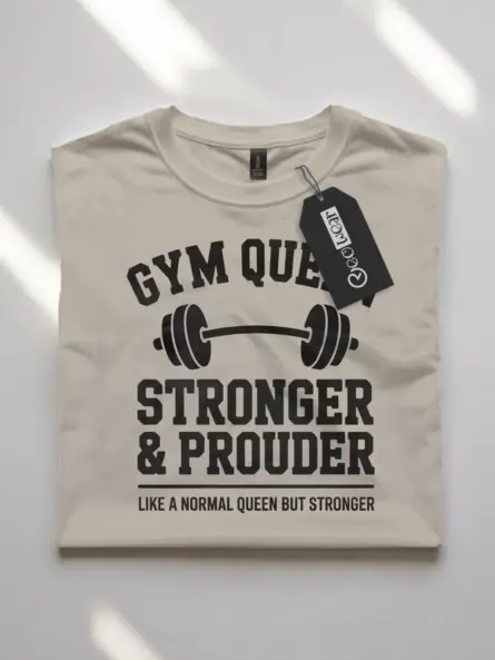 Empowering Gym Queen T-Shirt – Stronger and Prouder Graphic Tee for Women - Image 7