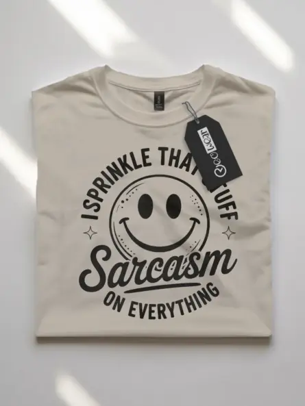 Front View natural flatlay I Sprinkle That Stuff sarcasm graphic tee