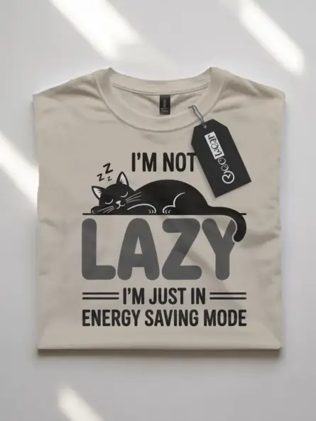 Not Lazy Shirt – Funny Cat Energy Saving Mode Tee for Introverts - Image 7