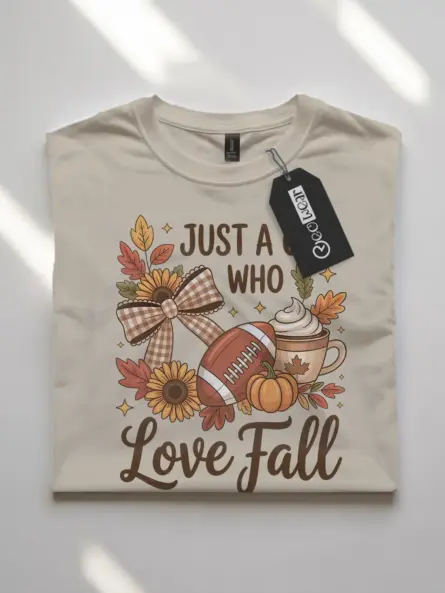 Cozy Just a Girl Who Loves Fall Shirt – Sunflower Latte Tee - Image 7