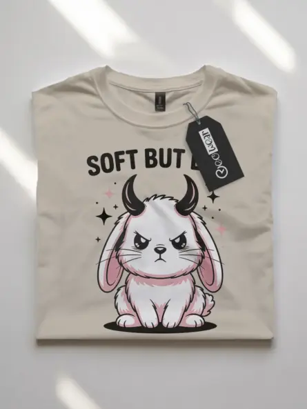 Kawaii Bunny T-Shirt with Attitude – Soft But Evil Graphic Tee - Image 8