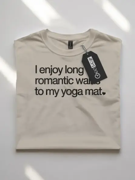 Long Romantic Walks Yoga Mat Shirt – Funny Minimalist Tee for Self-Care Lovers - Image 7