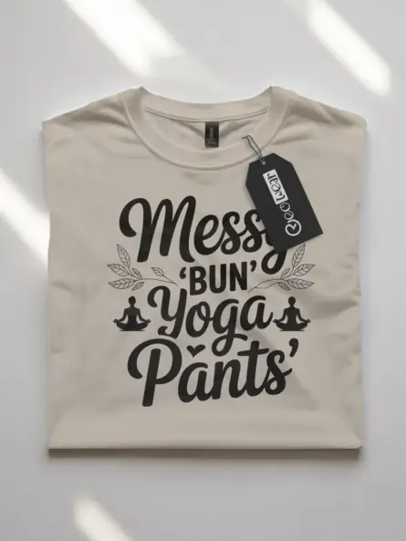 Messy Bun Yoga Pants T-Shirt for Moms - Image 7
