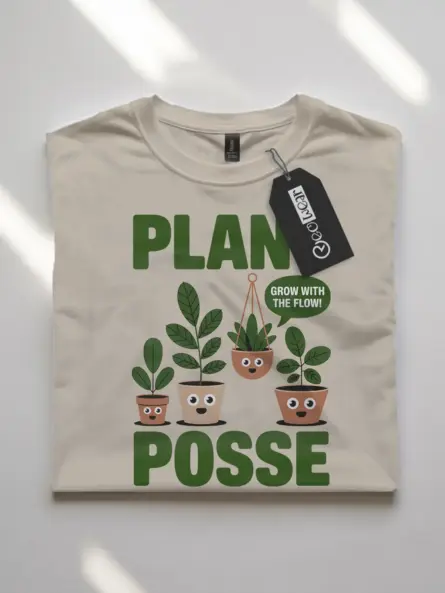 Minimalist Plant Parent T-Shirt – “Plant Posse” Cartoon Houseplant Tee - Image 7