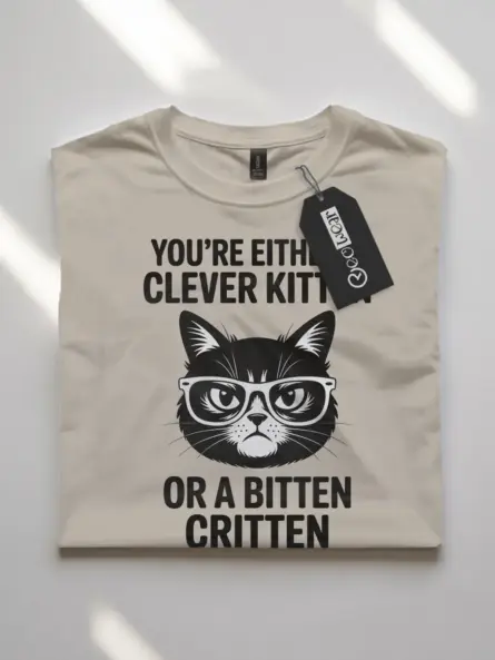 Witty Sarcastic Cat T-Shirt – Clever Kitten or Bitten Critten Tee - Image 7