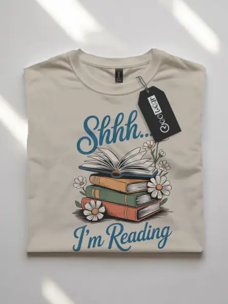 Shhh I'm Reading Shirt – Cozy Cottagecore Floral Tee for Book Lovers - Image 7