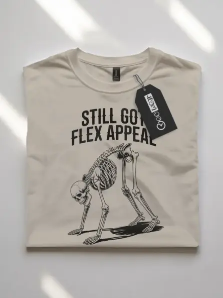 Bold Skeleton Yoga Shirt – Still Got Flex Appeal Humor Tee - Image 7