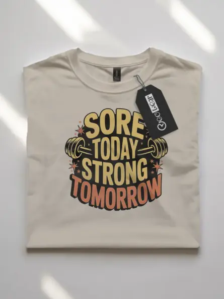 Inspiring Sore Today Strong Tomorrow T-Shirt for Gym Motivation - Image 7