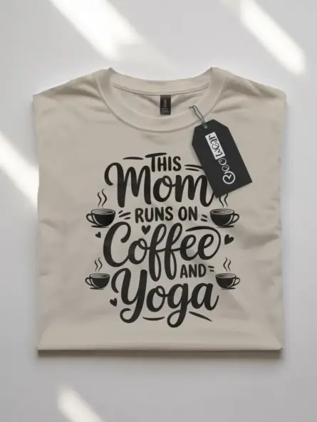 Charming Coffee Yoga Mom T-Shirt - Image 7