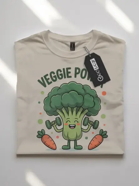 Funny Vegetable Pun T-Shirt – Veggie Power Broccoli Gym Tee for Kids & Adults - Image 7