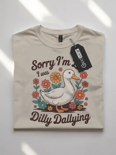 Vintage Duck Flower T-Shirt – Sorry I’m Late Dilly Dallying - Image 7