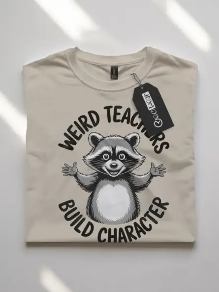 Weird Teacher Shirt – Funny Raccoon “Build Character” Tee - Image 7
