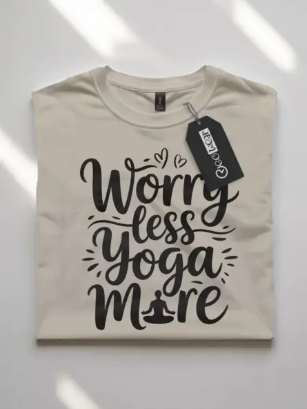 Motivational Worry Less Yoga More T-Shirt - Image 7