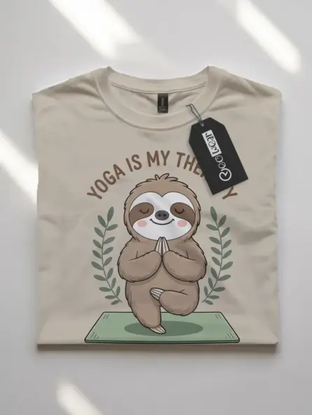 Yoga Is My Therapy Shirt – Adorable Sloth Tee for Stress Relief - Image 7