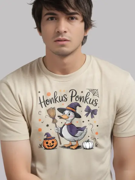 natural Honkus Ponkus duck Halloween t-shirt front view