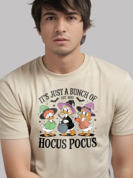 natural Halloween Parody Duck Witch Print on Navy Tee