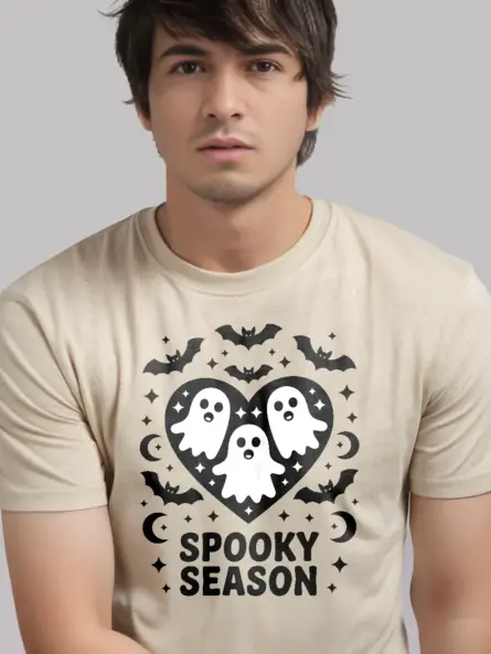 natural front view – ghost trio spooky season art – spooky season ghost shirt