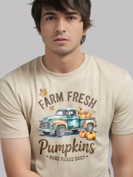 Farm Fresh Pumpkin Truck T-Shirt – Vintage Fall Harvest Tee - Image 8