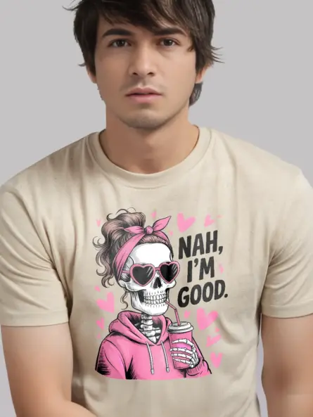 Funny Nah I’m Good Skeleton Shirt – Sarcastic Coffee Tee for Women - Image 6