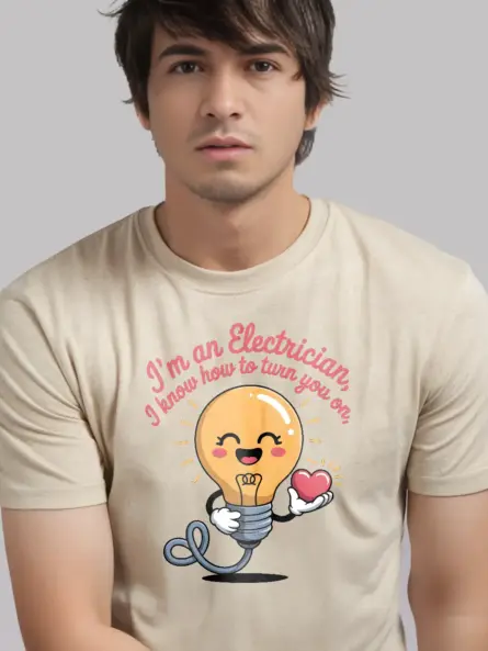 Funny Electrician Pun T-Shirt – Turn You On - Image 9