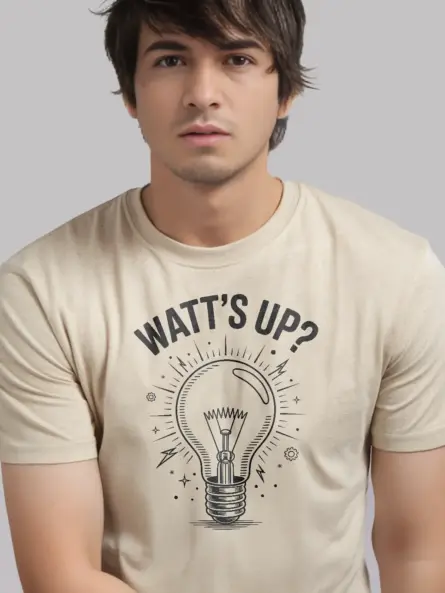 Funny Electrician Shirt - "WATT’S UP?" Light Bulb Pun Design - Image 9