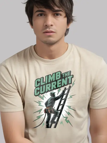 Climb the Current Motivational Electrician T-Shirt - Image 9