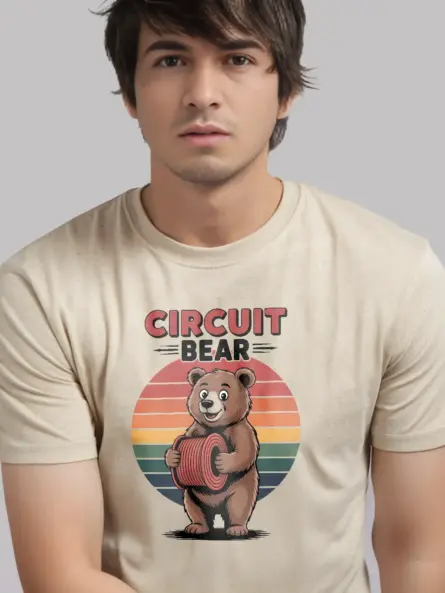 Vintage Electrician Bear T-Shirt for Techies - Image 3