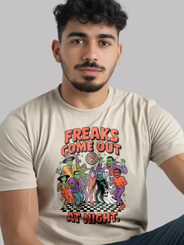 natural Retro Monster Mash Shirt – freaks come out at night halloween t-shirt