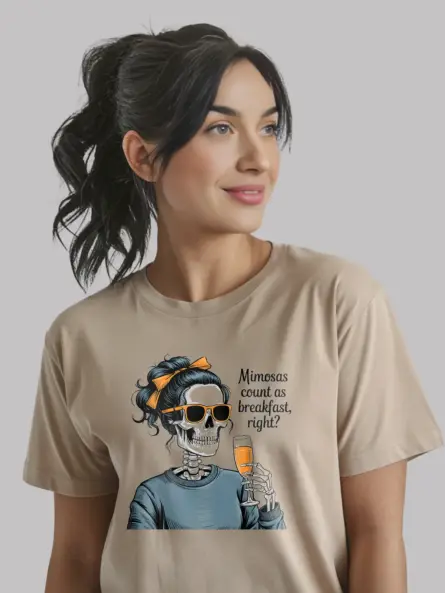 natural mimosa skeleton tee for brunch girls back print