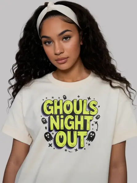 natural Ghouls Night Out Halloween T-Shirt ghost doodles