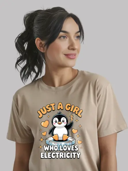 STEM Girl Electricity T-Shirt – Kawaii Penguin Design - Image 12
