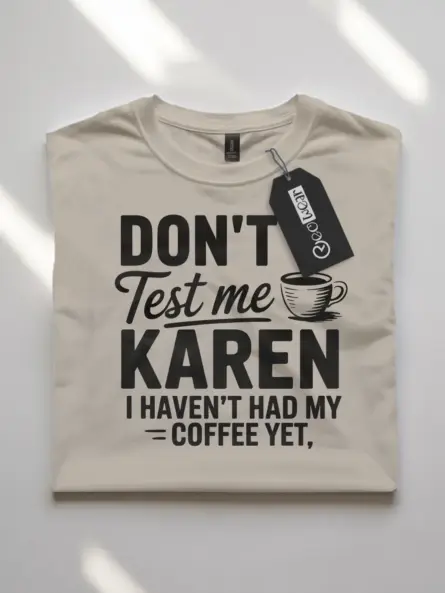natural lifestyle photo don’t test me Karen sassy coffee t-shirt for women