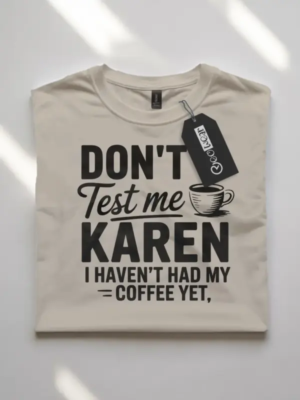 natural lifestyle photo don’t test me Karen sassy coffee t-shirt for women