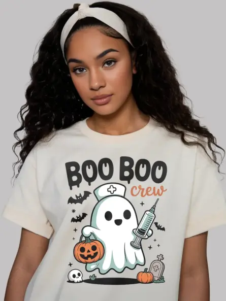 Adorable Boo Crew Nurse T-Shirt for Halloween - Image 4