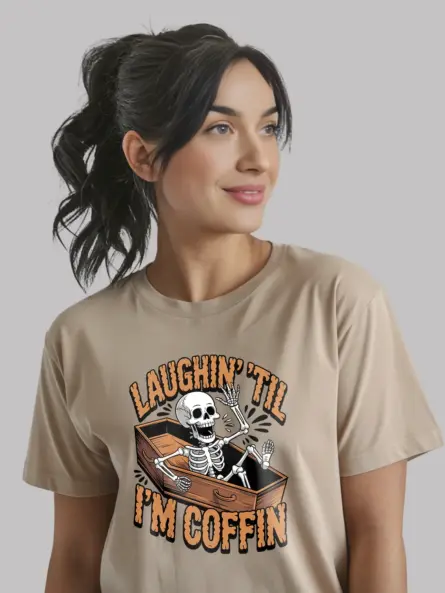 natural spooky coffin shirt – resting in pieces skeleton tee gothic style