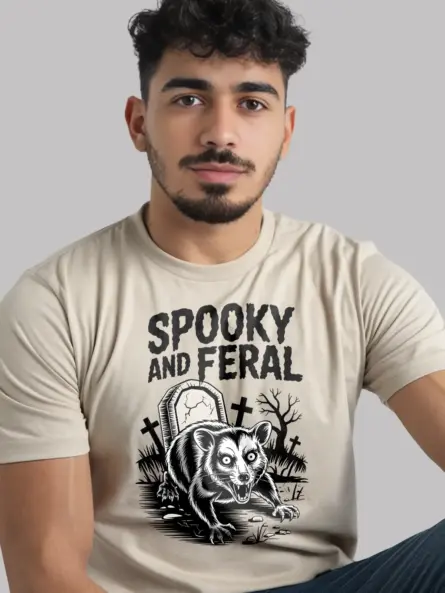 Spooky Possum T-Shirt – Feral Girl Fall Chaos Animal Meme Tee - Image 9