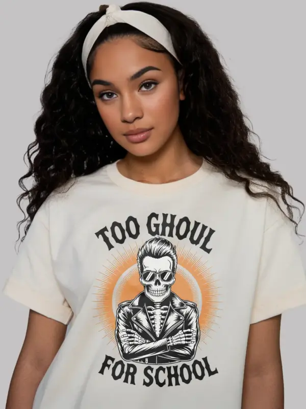 lifestyle – Halloween biker outfit with natural skeleton biker t-shirt