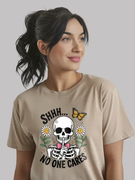 Witty Sarcastic Skeleton Shhh Shirt for Gen Z - Image 3