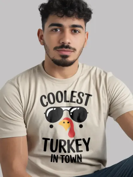 Coolest Turkey in Town Shirt – Funny Thanksgiving Tee for Kids & Teens - Image 9