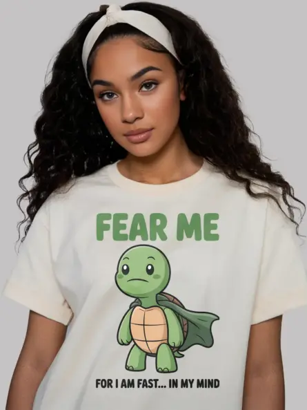 Funny Turtle T-Shirt – Fear Me I Am Fast Graphic Tee - Image 9