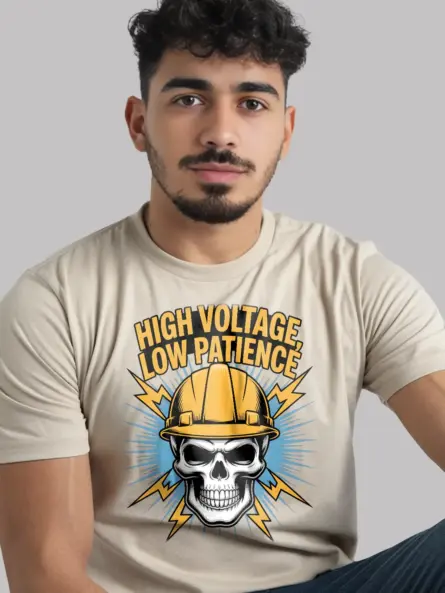 Electrician Skull Shirt High Voltage Low Patience - Image 9