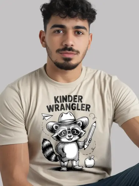 Adorable Kindergarten Teacher T-Shirt – Raccoon Kinder Wrangler Design - Image 8